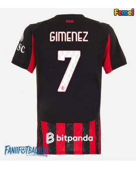 AC Milan Santiago Gimenez #7 Tricou Fotbal Replică 2025-26 Femei Acasa